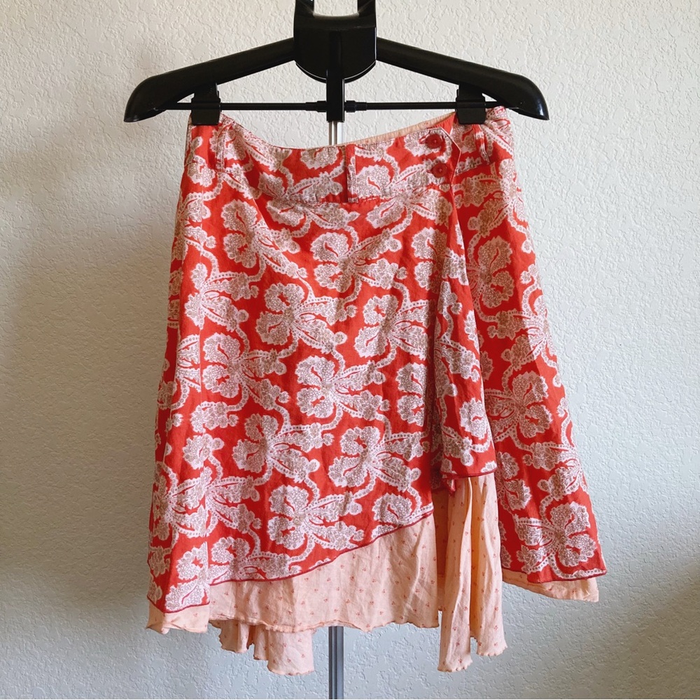 Y2K Free People Boho Wrap Skirt Floral Paisley